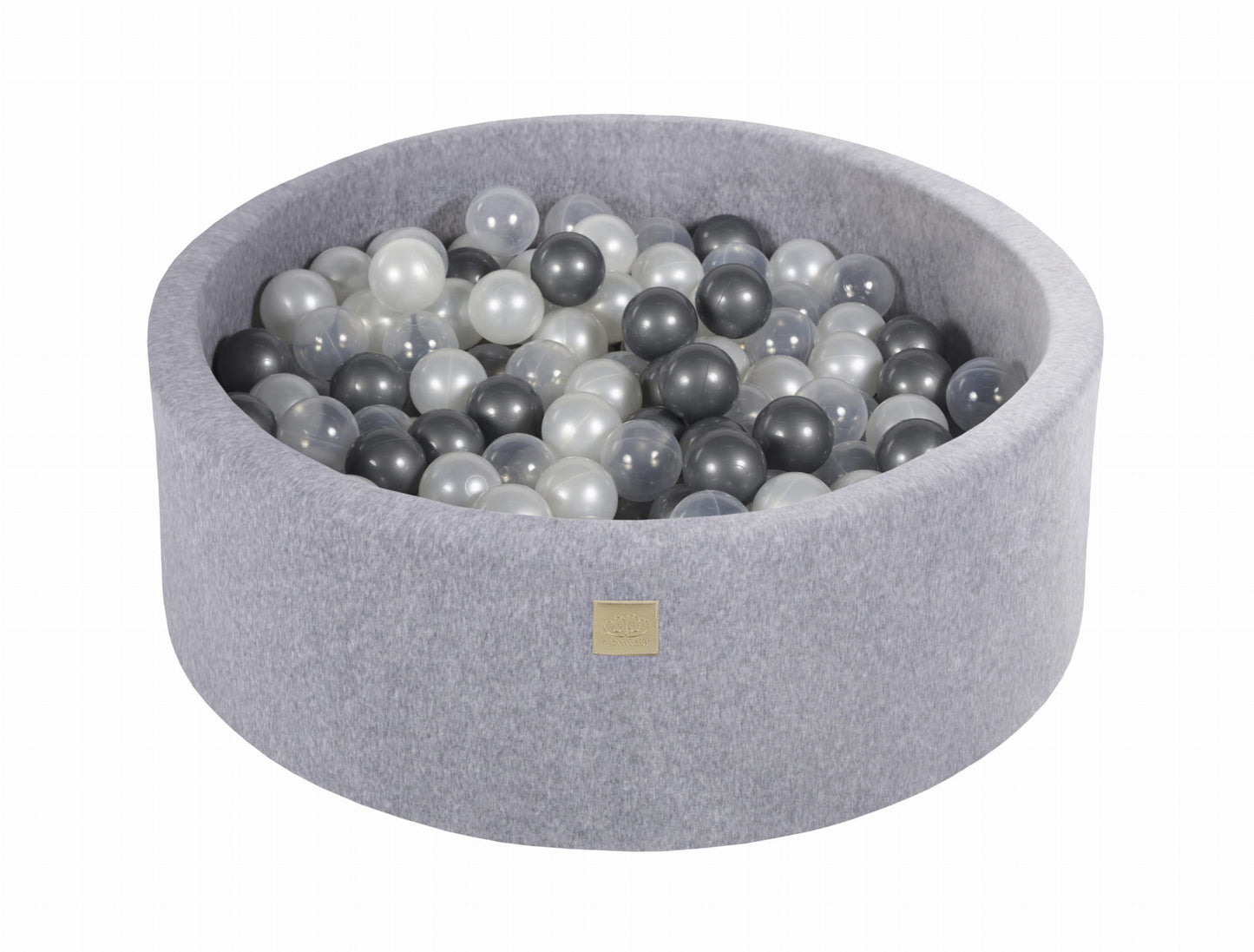 Round ball pit with 200 balls, 90x30cm, light gray, velvet
