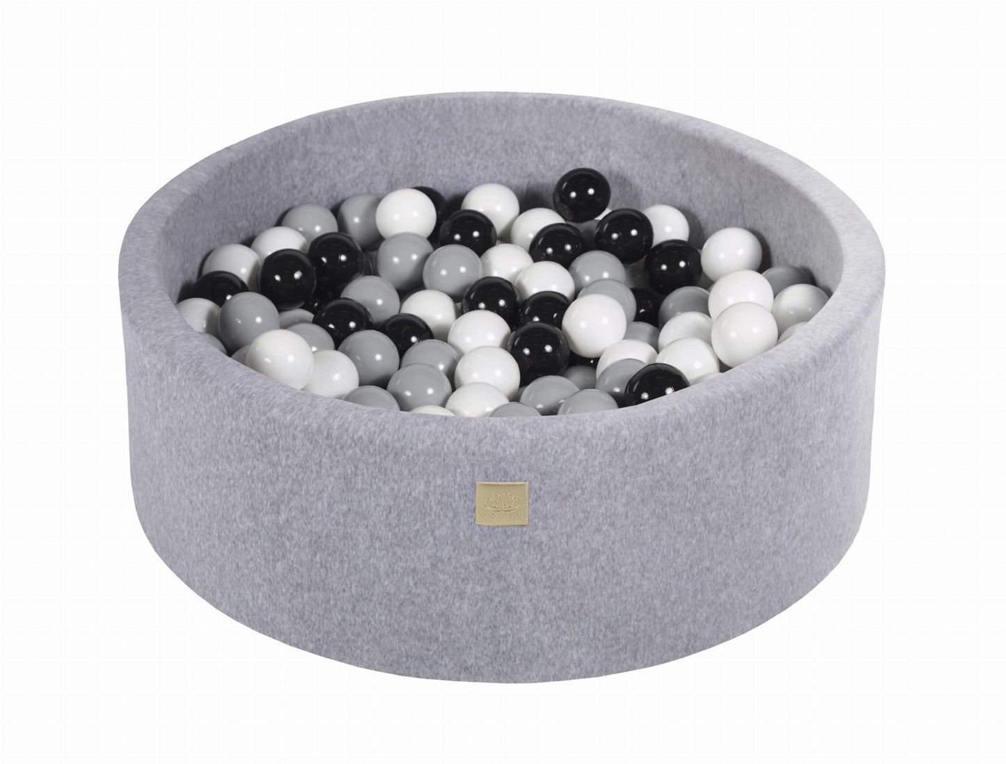Round ball pit with 200 balls, 90x30cm, light gray, velvet