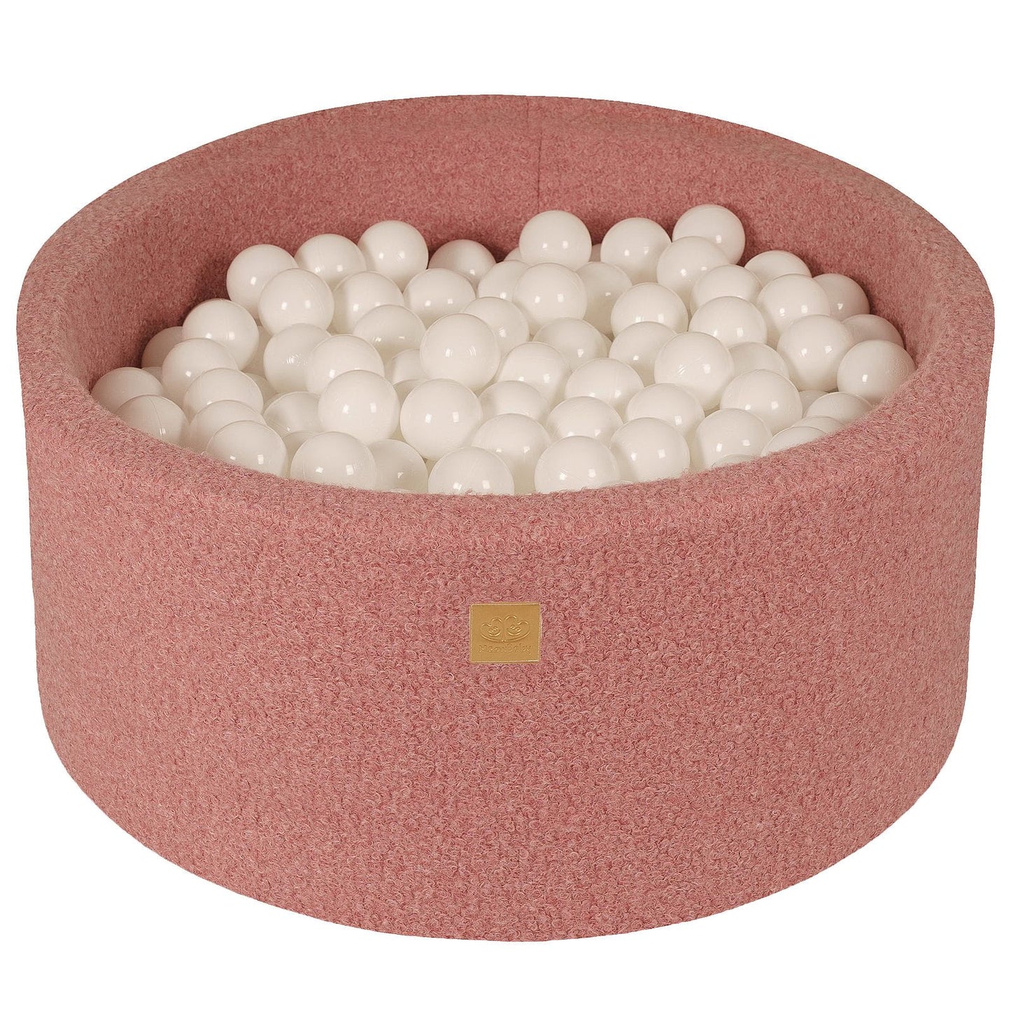 Round ball pit with 300 balls, 90x40cm, pink, bouclé