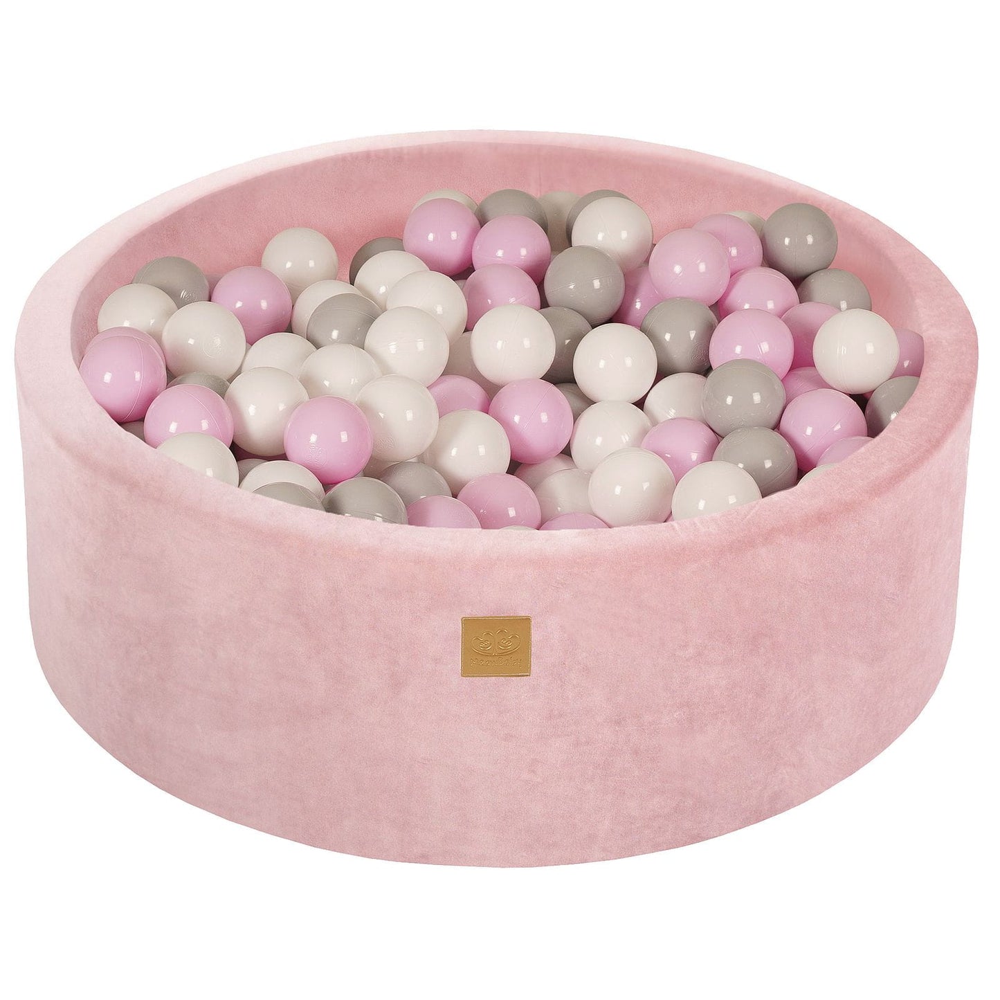 Round ball pit with 200 balls, 90x30cm, light pink, velvet
