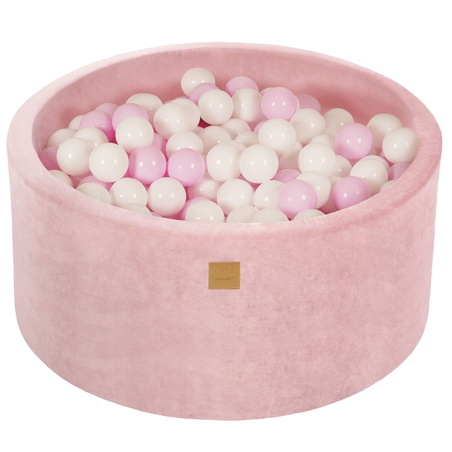 Round ball pit with 300 balls, 90x40cm, light pink, velvet