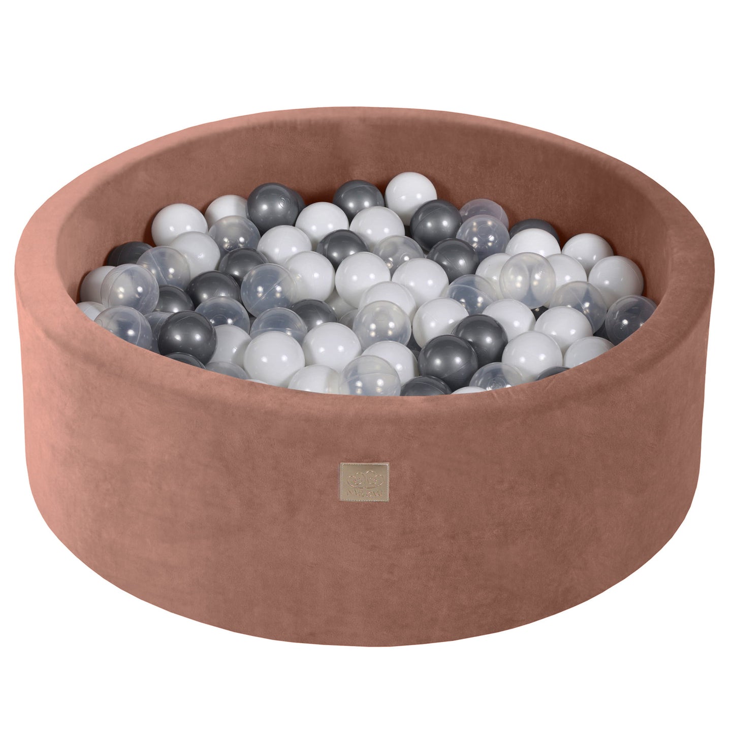 Ronde ballenbak met 200 ballen, 90x30cm, Beige, Fluweel