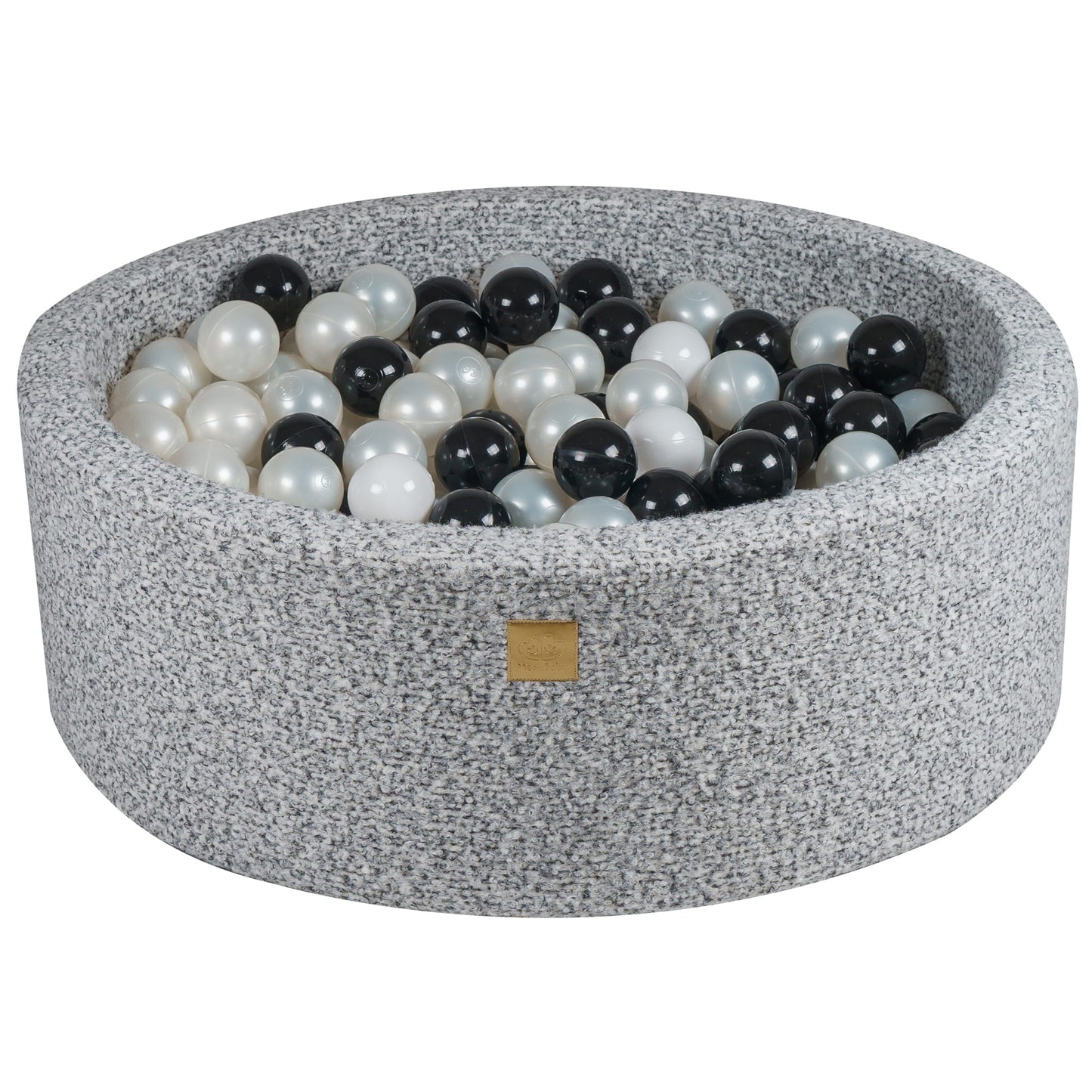 Round ball pit with 200 balls, 90x30cm, Marled Grey, Boucle