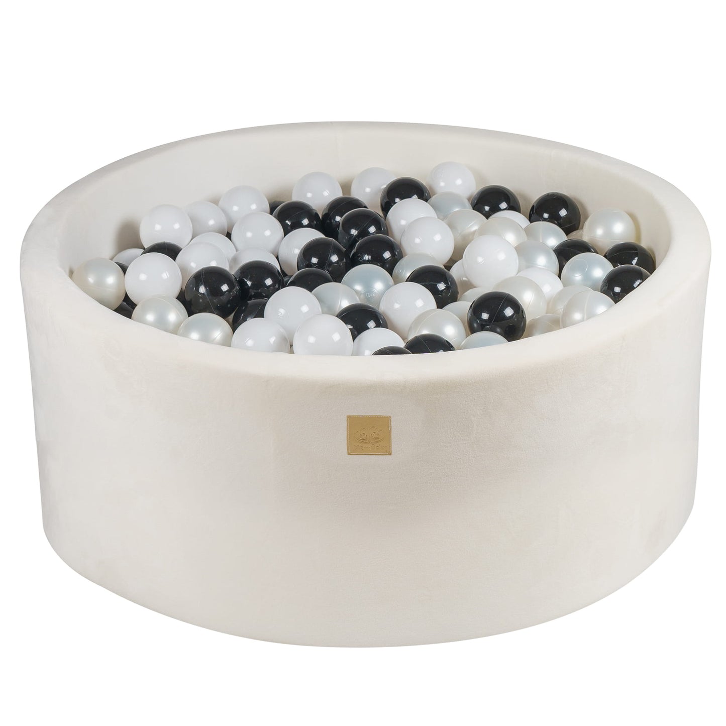 Round ball pit with 300 balls, 90x40cm, White, Super soft velvet