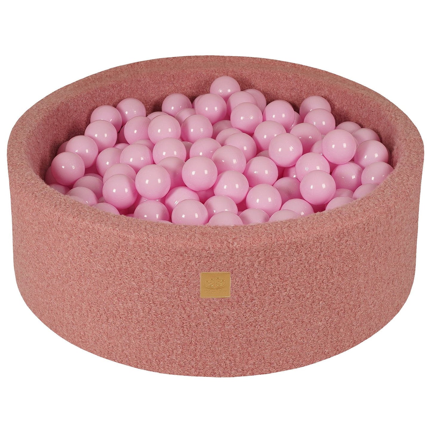 Round ball pit with 200 balls, 90x30cm, pink, bouclé