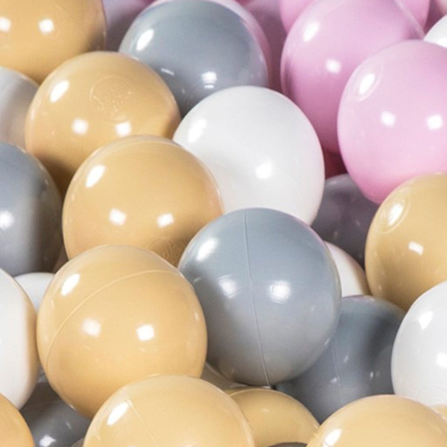 Round ball pit with 300 balls, 90x40cm, light pink, velvet