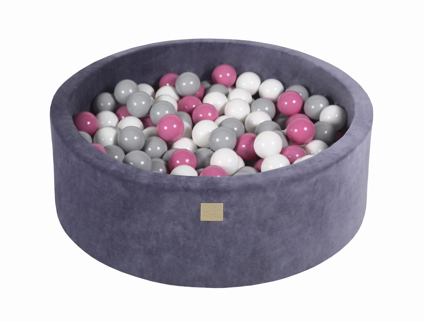 Round ball pit with 200 balls, 90x30cm, blue-grey, velvet