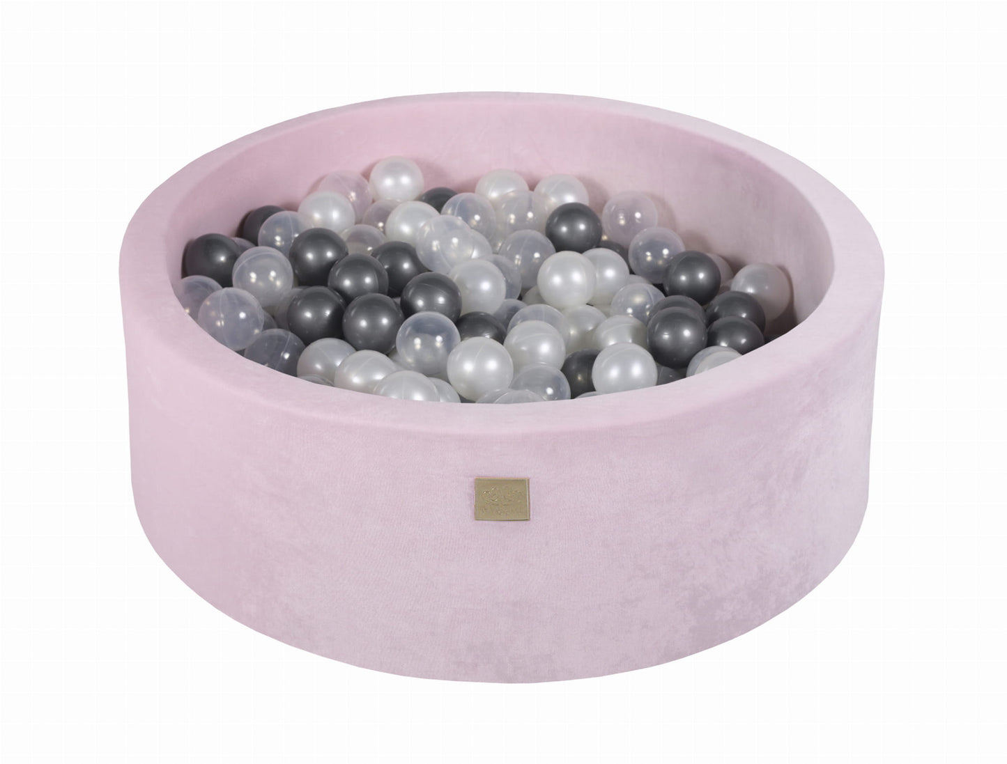 Ronde ballenbak met 200 ballen, 90x30cm, lichtroze, fluweel