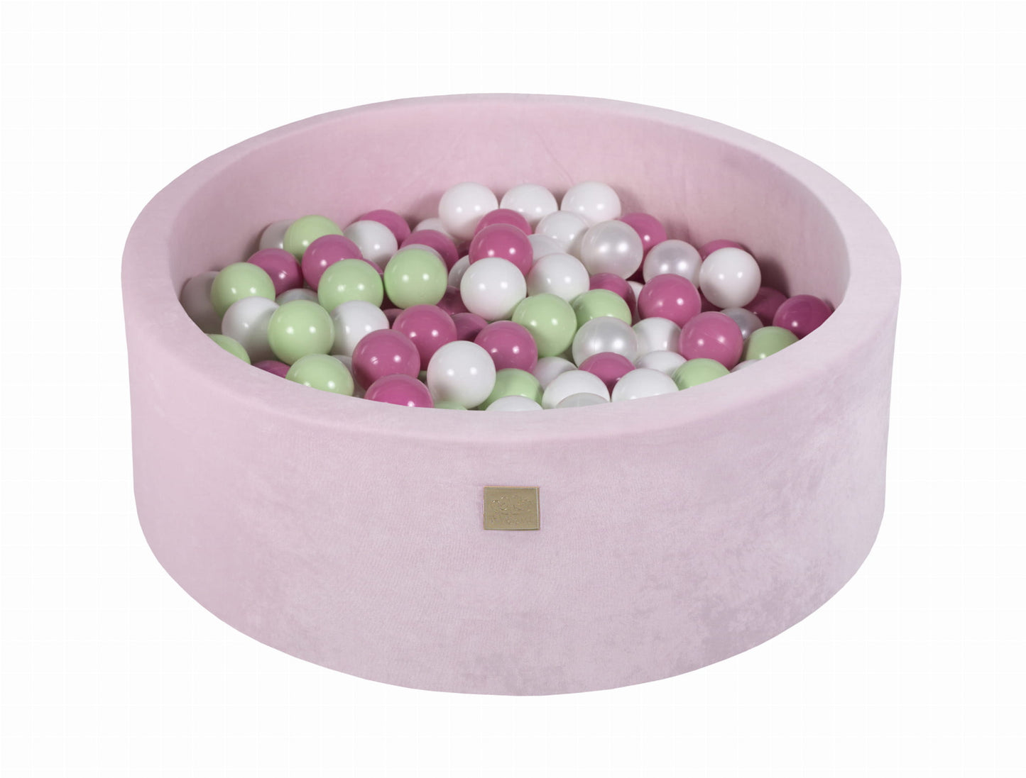 Ronde ballenbak met 200 ballen, 90x30cm, lichtroze, fluweel