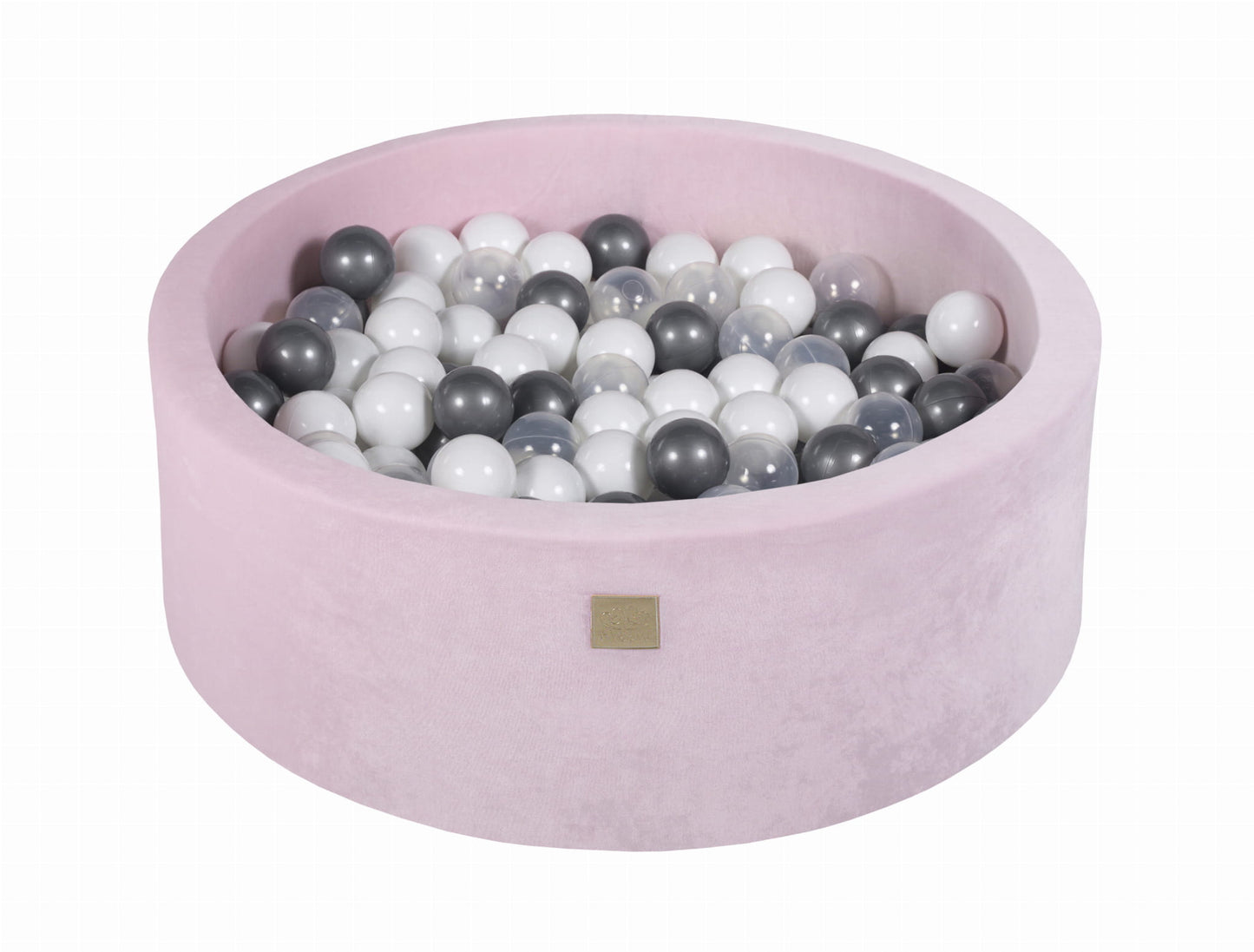 Ronde ballenbak met 200 ballen, 90x30cm, lichtroze, fluweel