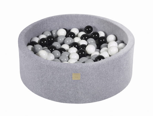 Ronde ballenbak met 200 ballen, 90x30cm, lichtgrijs, fluweel