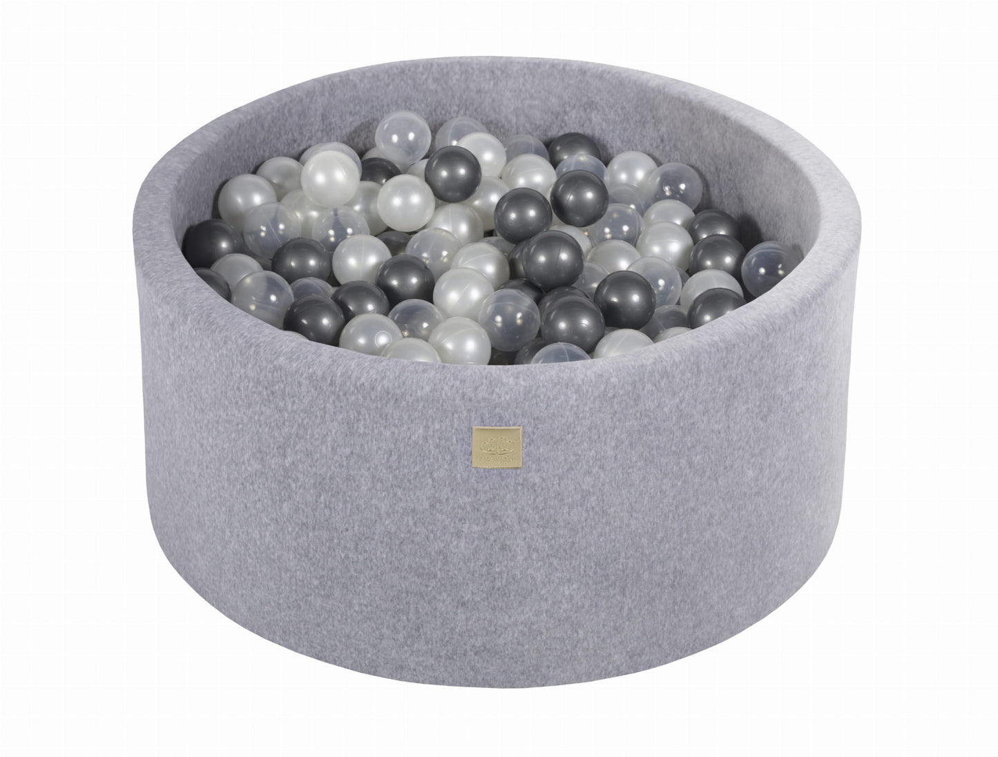 Ronde ballenbak met 300 ballen, 90x40cm, lichtgrijs, fluweel