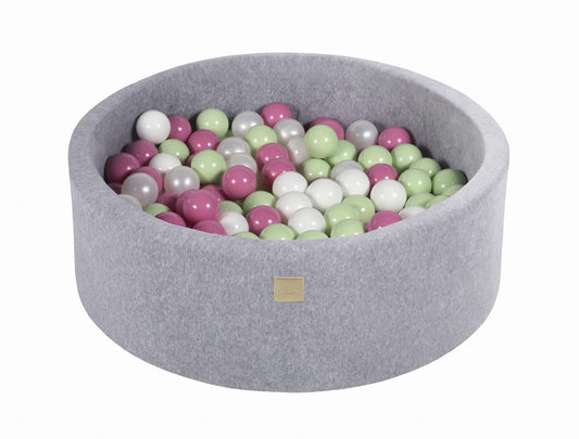 Ronde ballenbak met 200 ballen, 90x30cm, lichtgrijs, fluweel