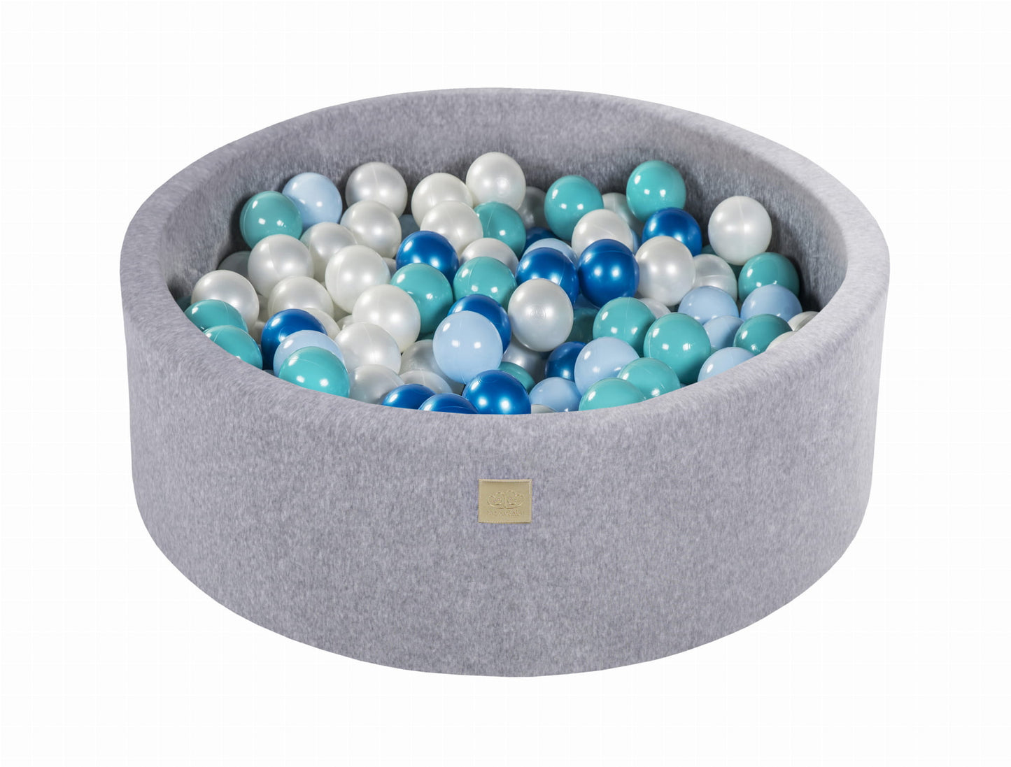 Ronde ballenbak met 200 ballen, 90x30cm, lichtgrijs, fluweel