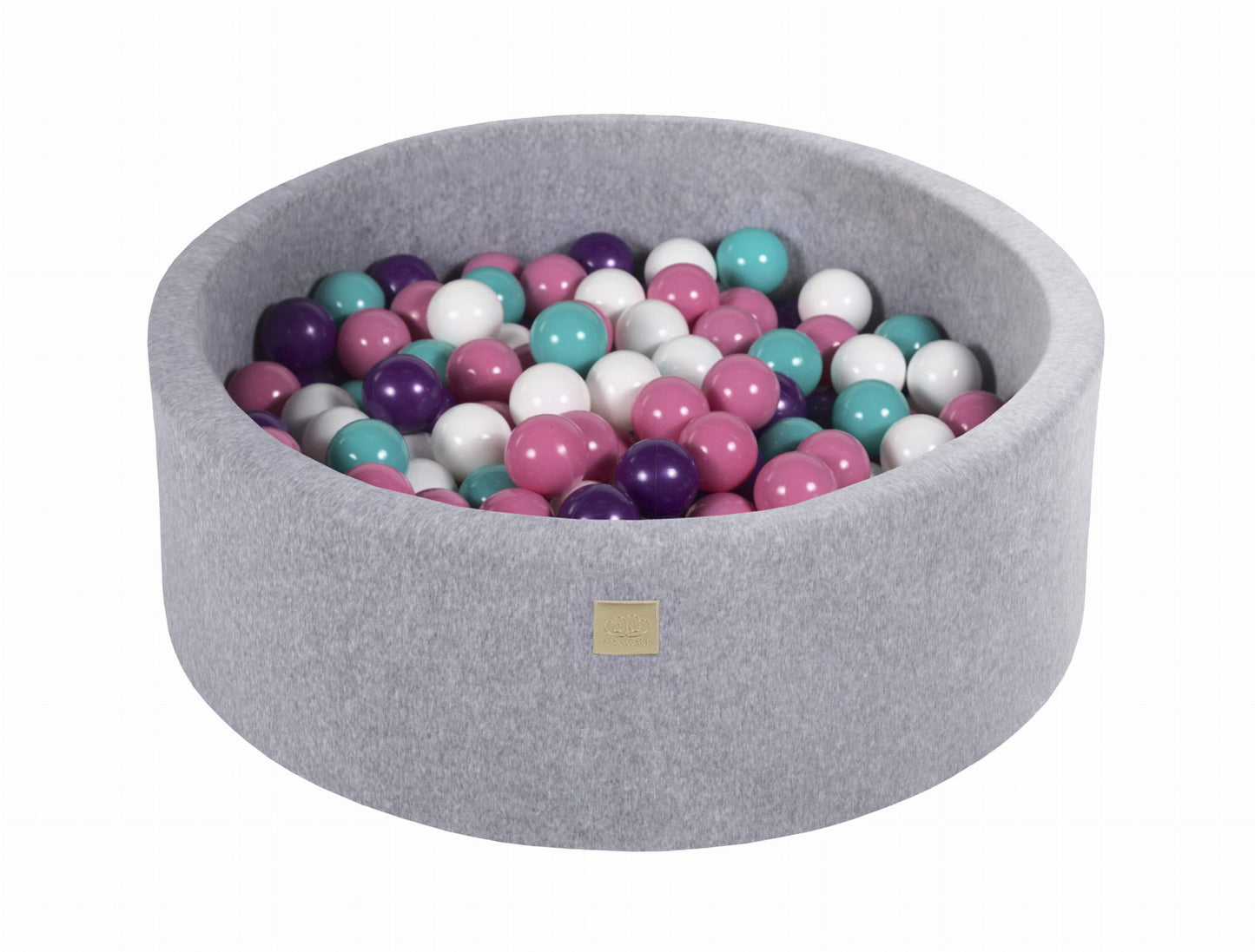 Ronde ballenbak met 200 ballen, 90x30cm, lichtgrijs, fluweel