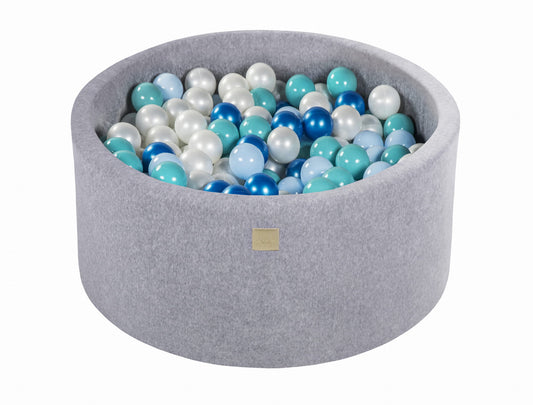 Ronde ballenbak met 300 ballen, 90x40cm, lichtgrijs, fluweel