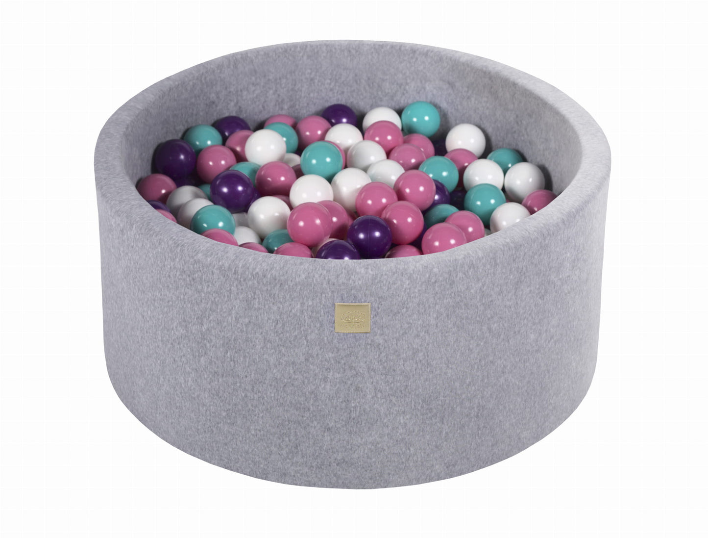 Ronde ballenbak met 300 ballen, 90x40cm, lichtgrijs, fluweel