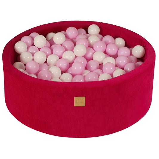 Ronde ballenbak met 200 ballen, 90x30cm, Magenta, Fluweel