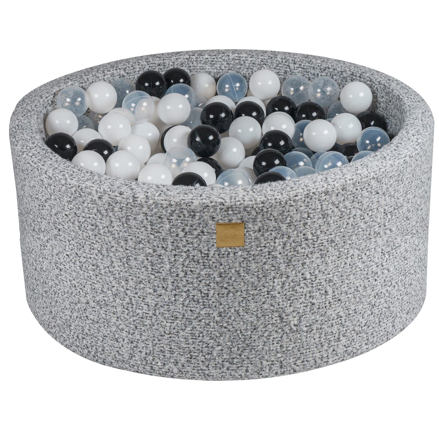 Ronde ballenbak met 300 ballen, 90x40cm, Marled Grey, Boucle