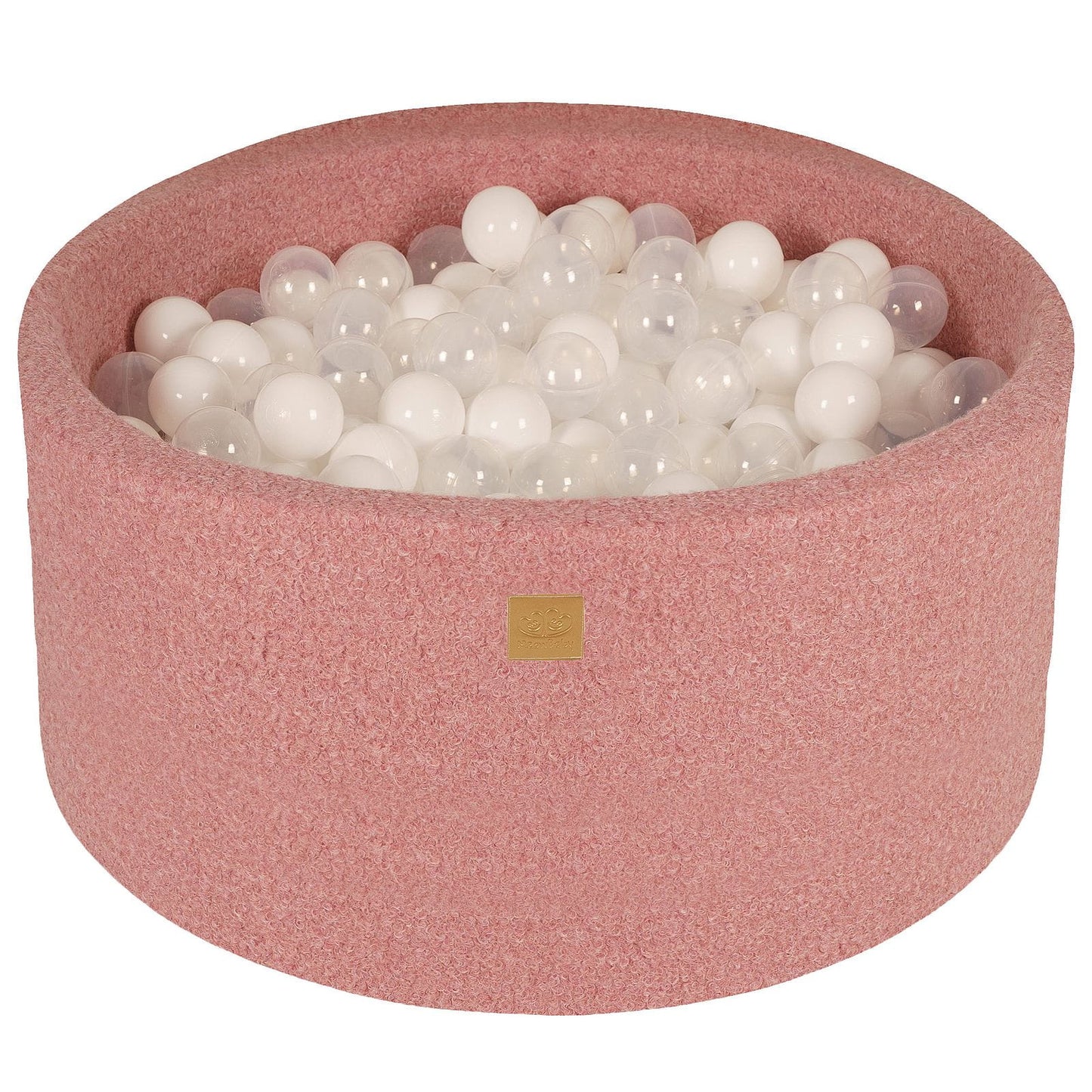 Ronde ballenbak met 300 ballen, 90x40cm, roze, bouclé