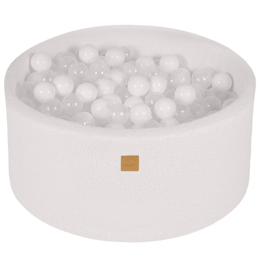 Ronde ballenbak met 300 ballen, 90x40cm, Wit, Boucle