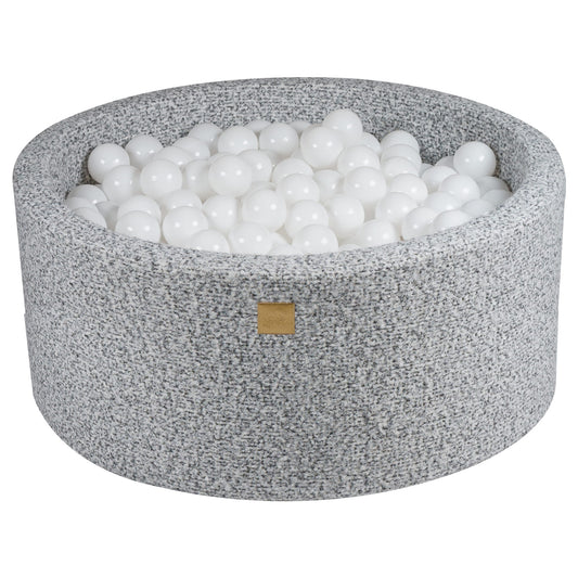 Ronde ballenbak met 300 ballen, 90x40cm, Marled Grey, Boucle