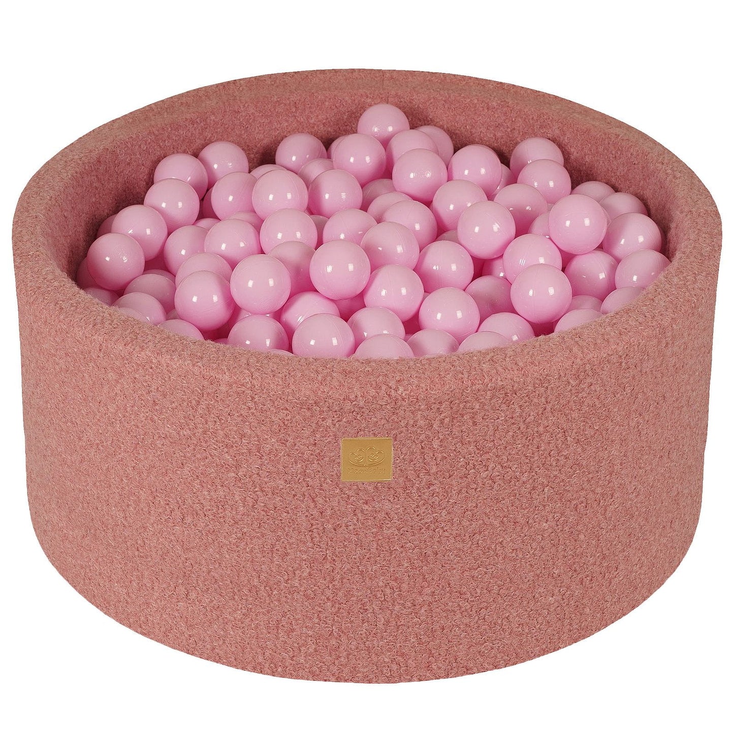 Ronde ballenbak met 300 ballen, 90x40cm, roze, bouclé