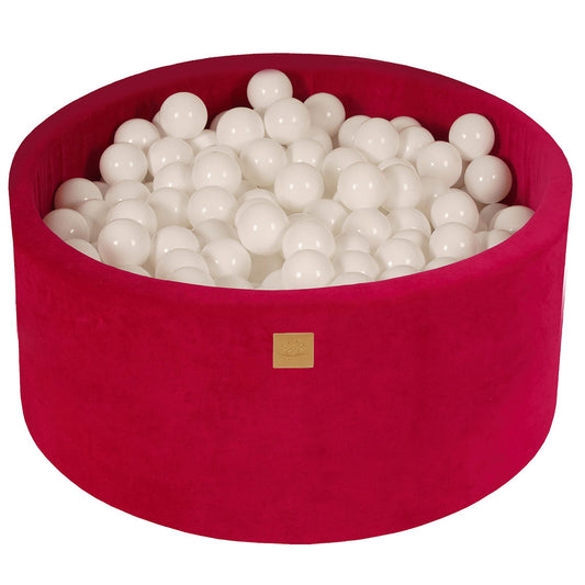 Ronde ballenbak met 300 ballen, 90x40cm, Magenta, Fluweel