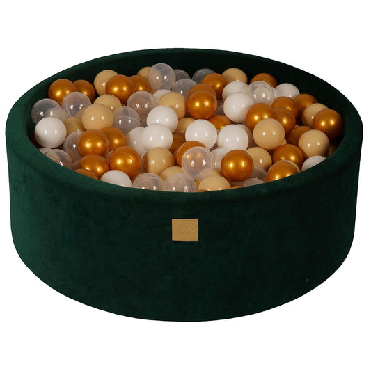 Round ball pit with 200 balls, 90x30cm, chocolate, velvet corduroy