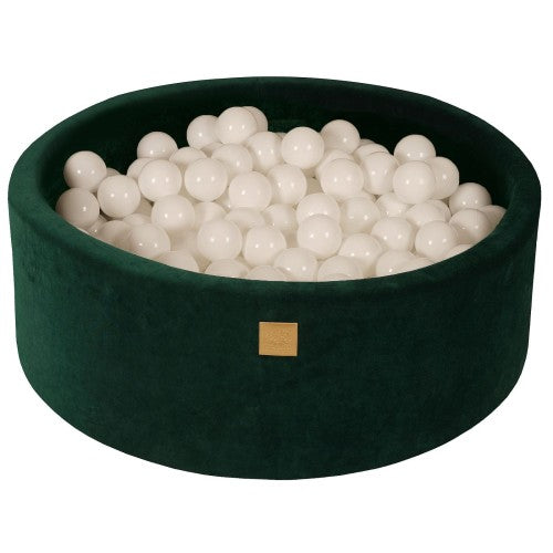 Ronde ballenbak met 200 ballen, 90x30cm, donkergroen, fluweel