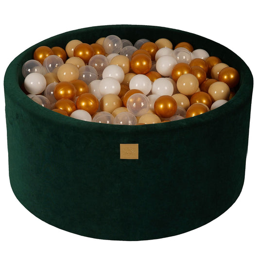 Ronde ballenbak met 300 ballen, 90x40cm, donkergroen, fluweel