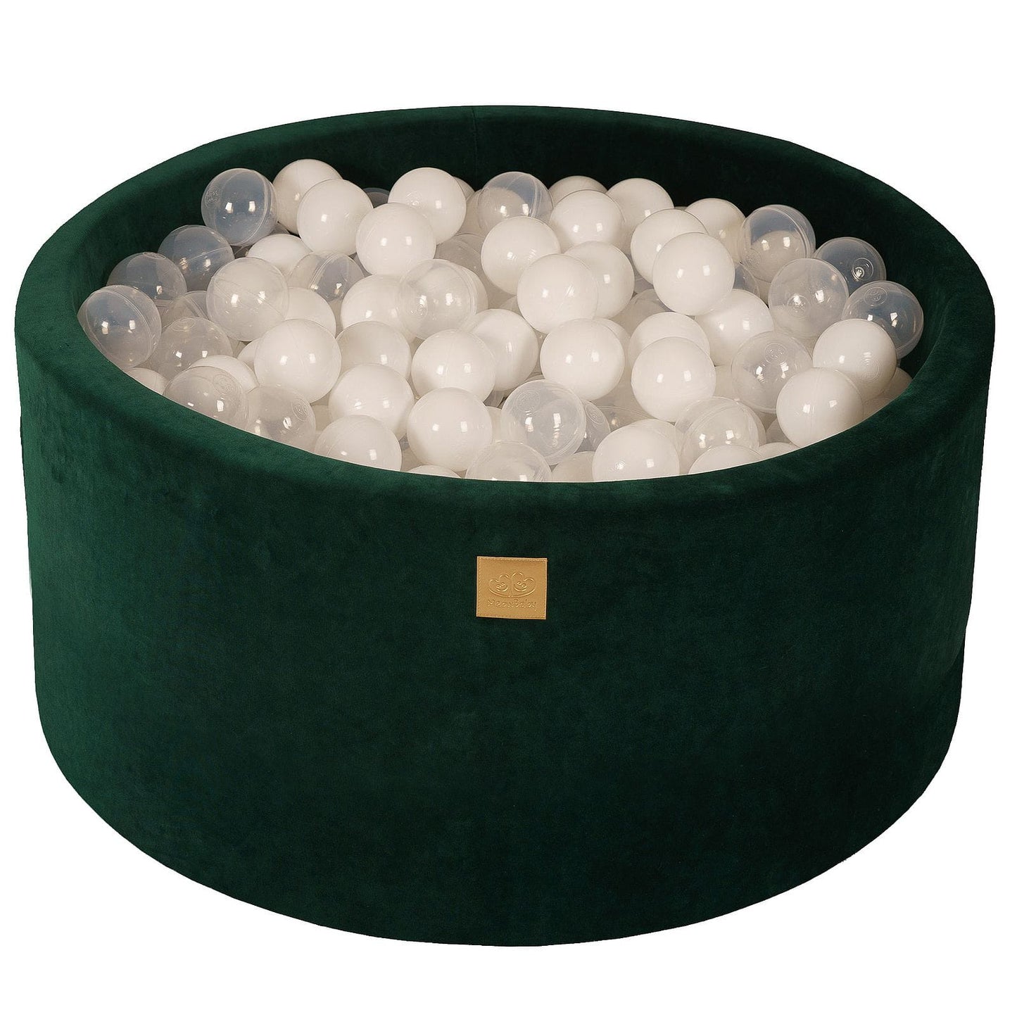 Ronde ballenbak met 300 ballen, 90x40cm, donkergroen, fluweel