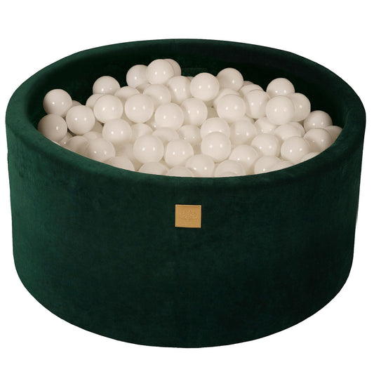 Ronde ballenbak met 300 ballen, 90x40cm, donkergroen, fluweel