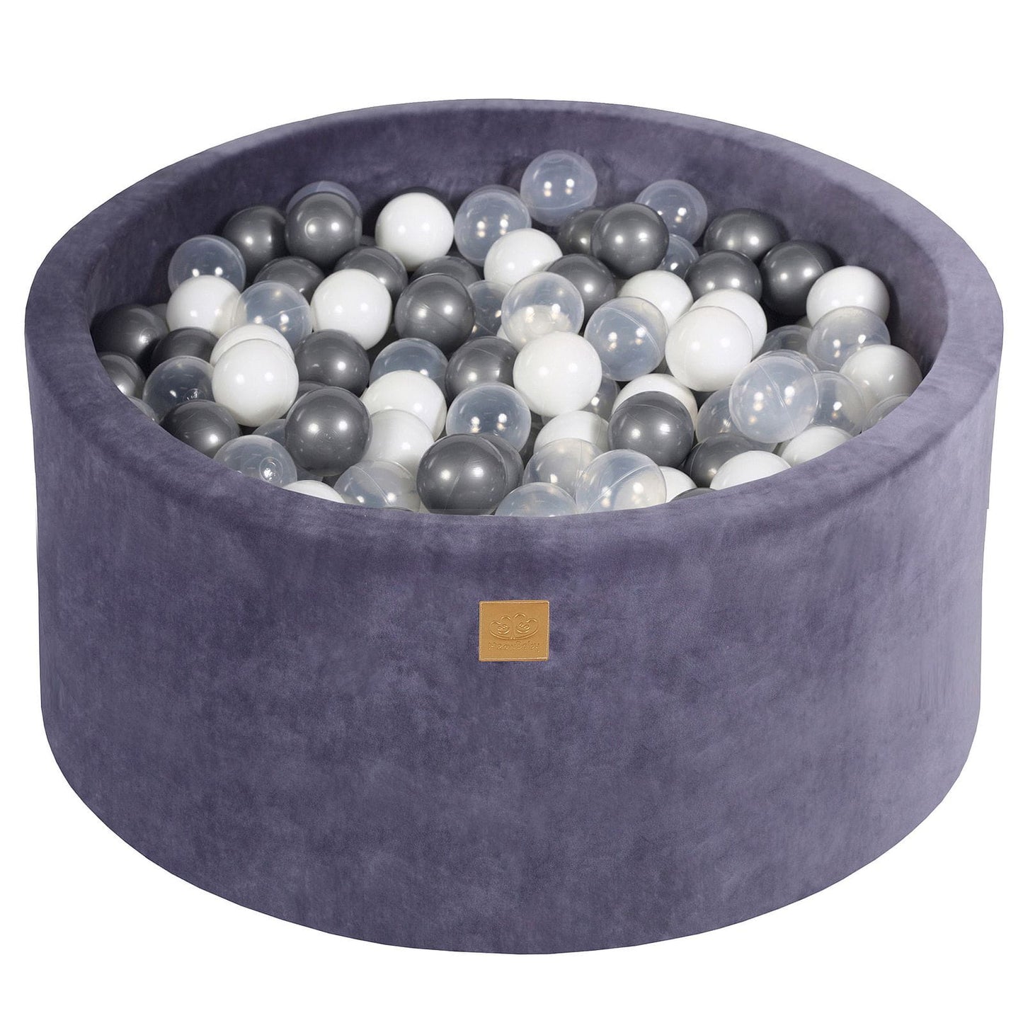 Ronde ballenbak met 300 ballen, 90x40cm, grijsblauw, fluweel