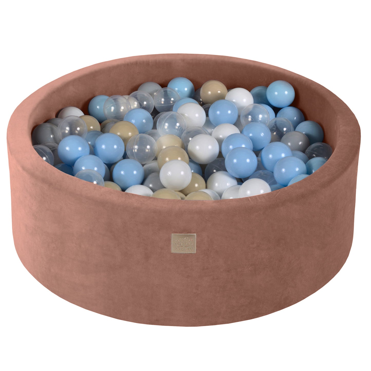 Ronde ballenbak met 200 ballen, 90x30cm, Beige, Fluweel