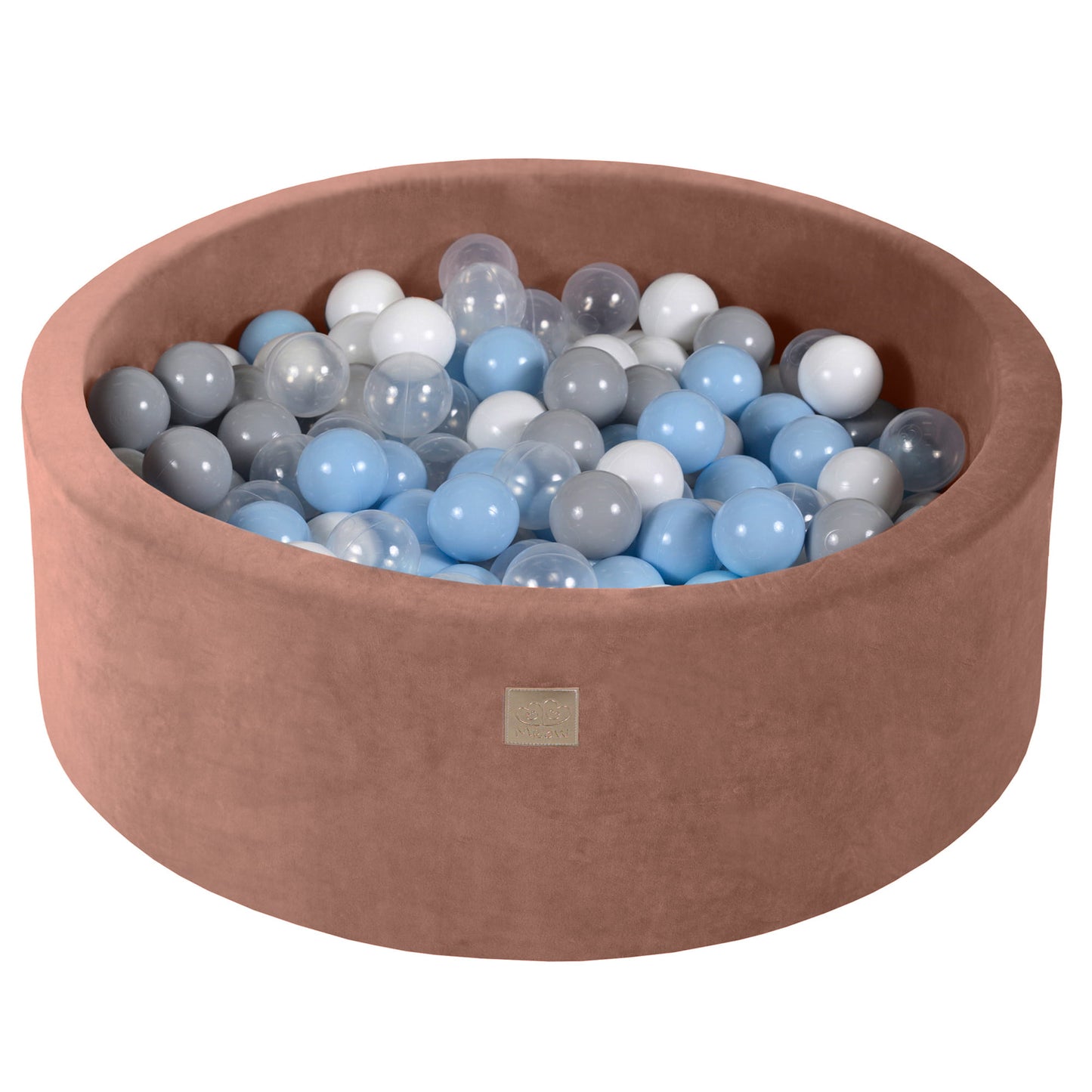 Ronde ballenbak met 200 ballen, 90x30cm, Beige, Fluweel