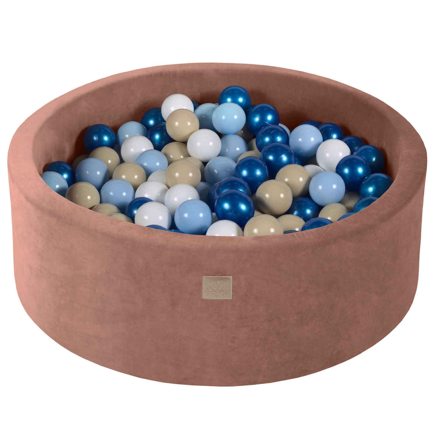 Ronde ballenbak met 200 ballen, 90x30cm, Beige, Fluweel