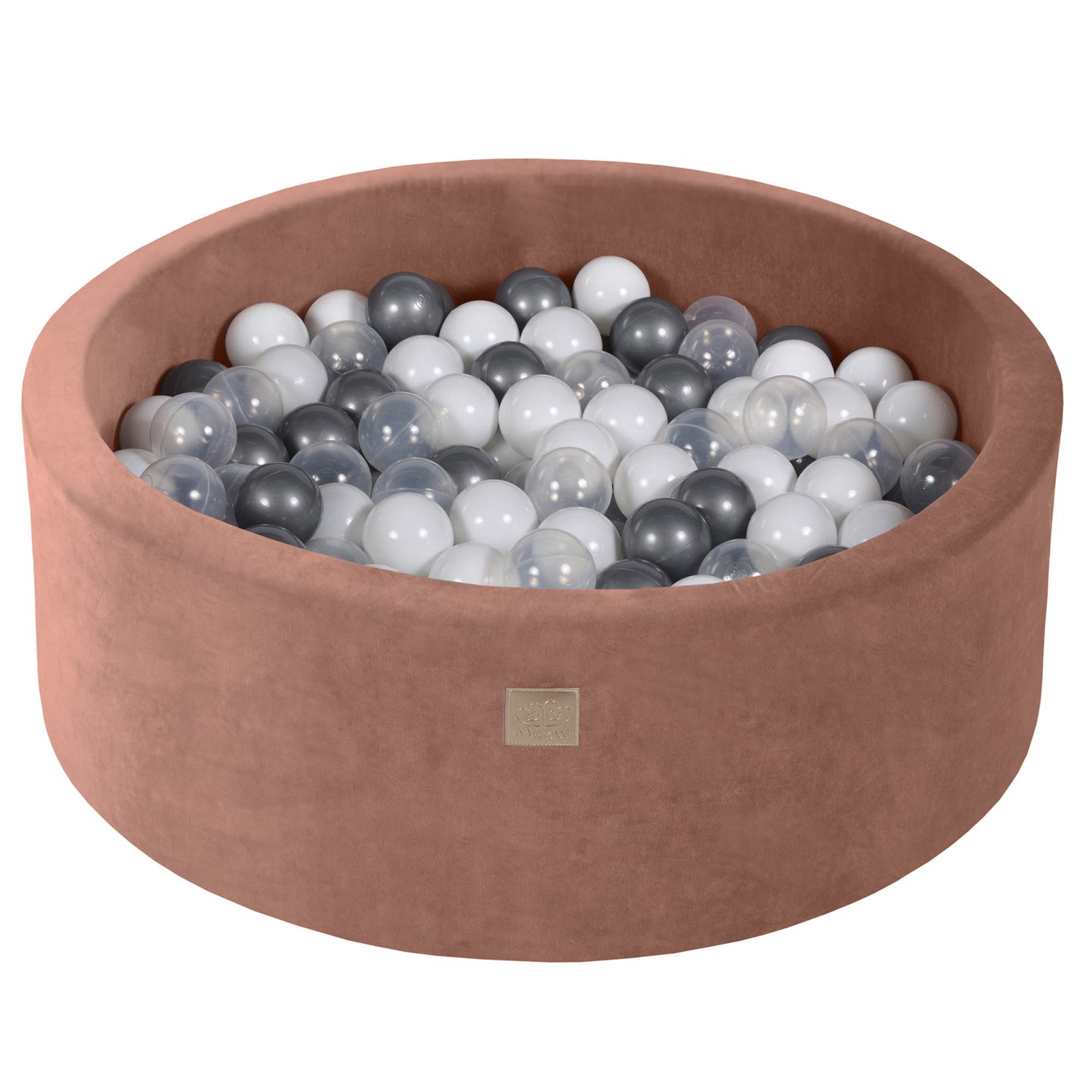 Ronde ballenbak met 200 ballen, 90x30cm, Beige, Fluweel