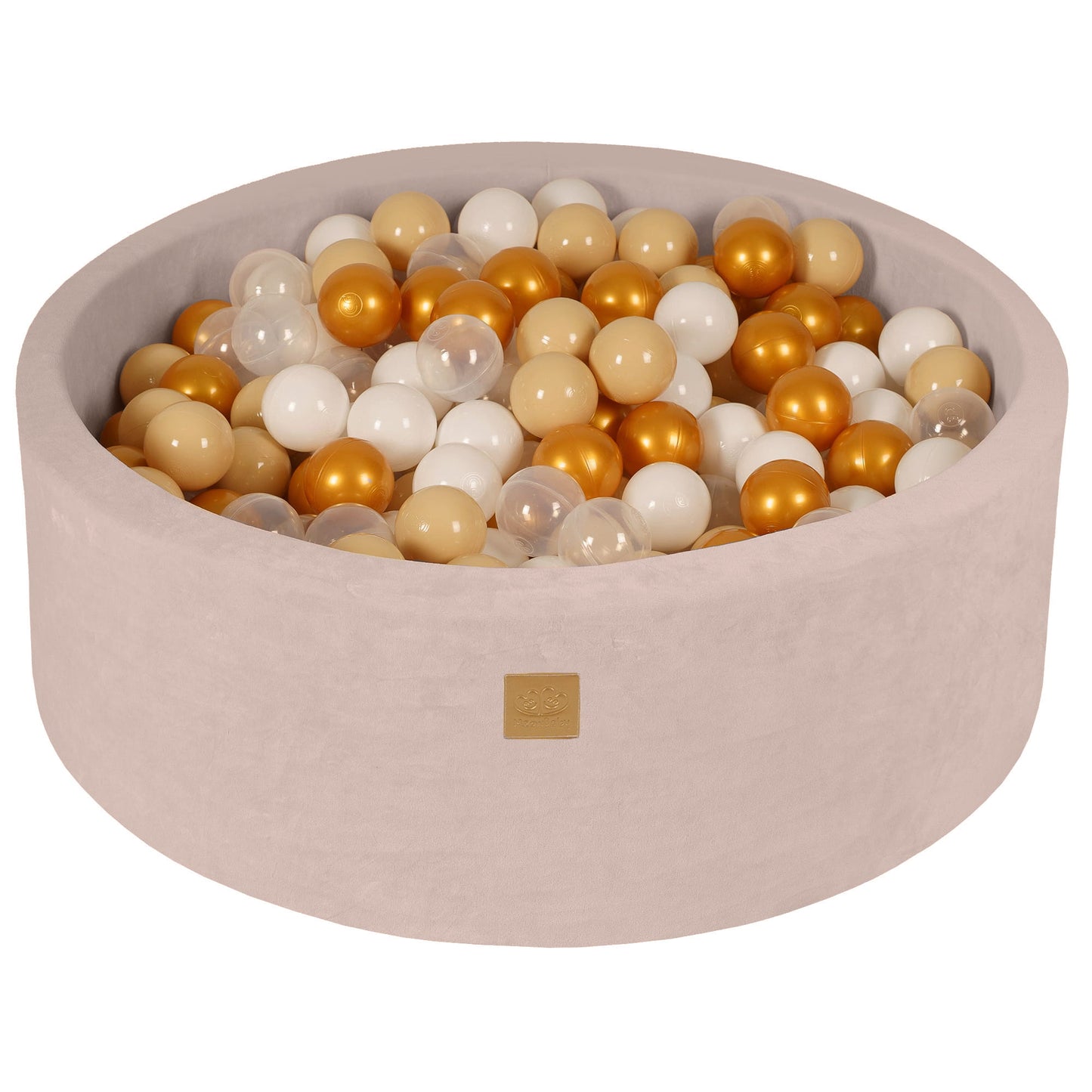 Ronde ballenbak met 200 ballen, 90x30cm, Ecru, Fluweel