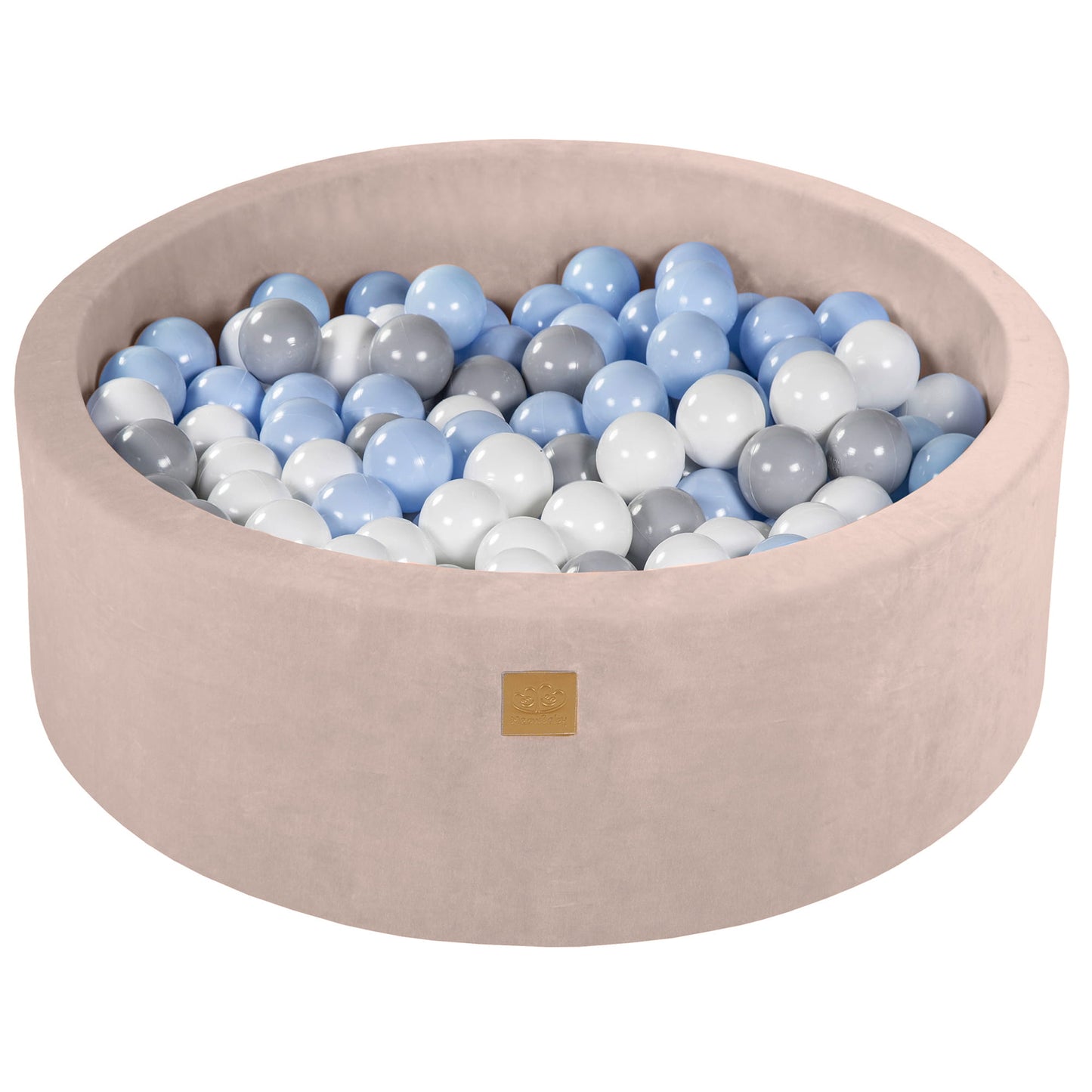 Ronde ballenbak met 200 ballen, 90x30cm, Ecru, Fluweel