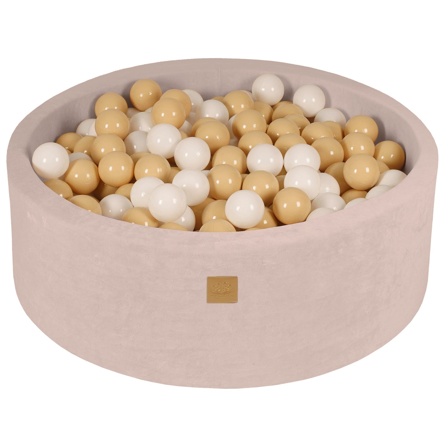 Ronde ballenbak met 200 ballen, 90x30cm, Ecru, Fluweel