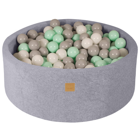 Ronde ballenbak met 200 ballen, 90x30cm, lichtgrijs, fluweel