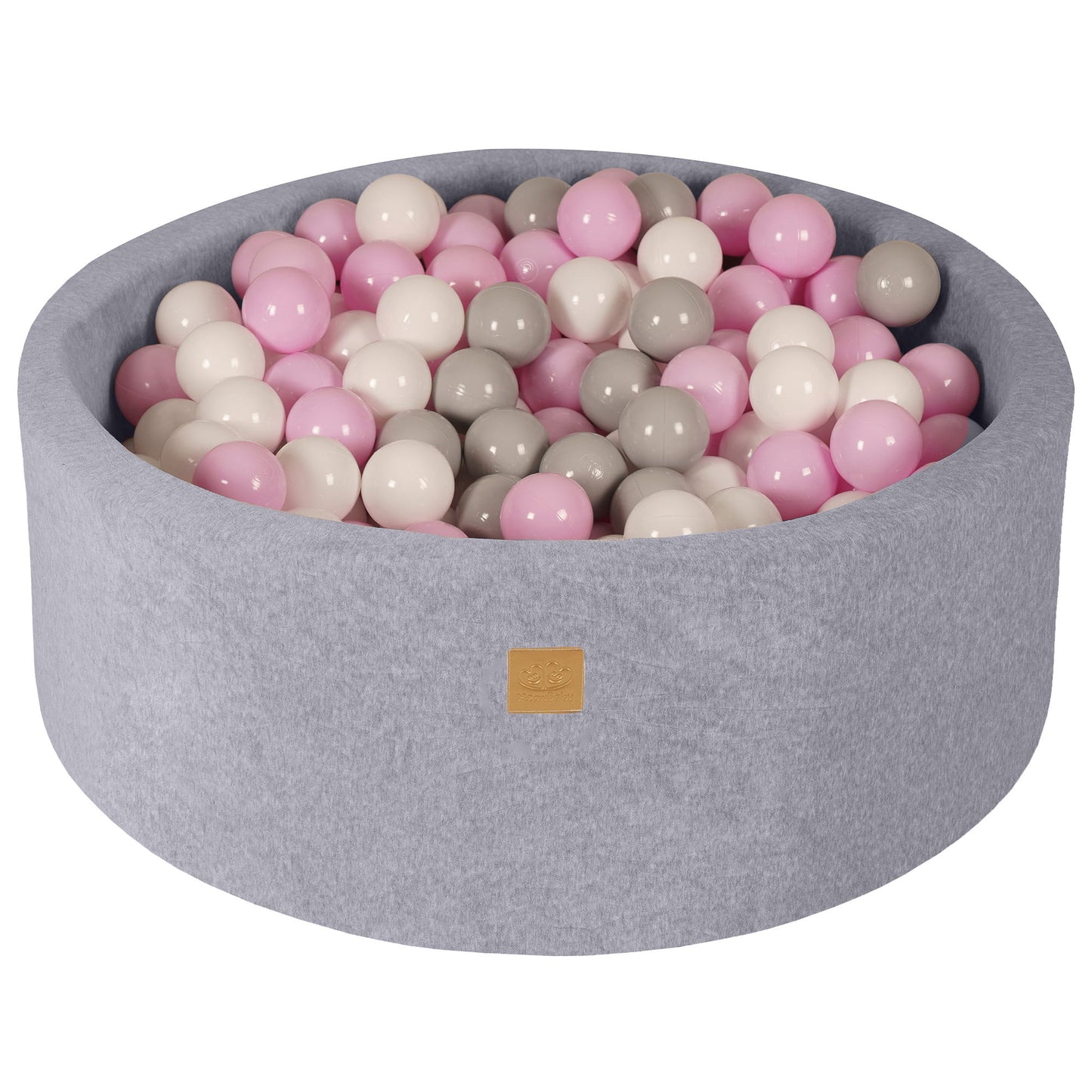 Ronde ballenbak met 200 ballen, 90x30cm, lichtgrijs, fluweel