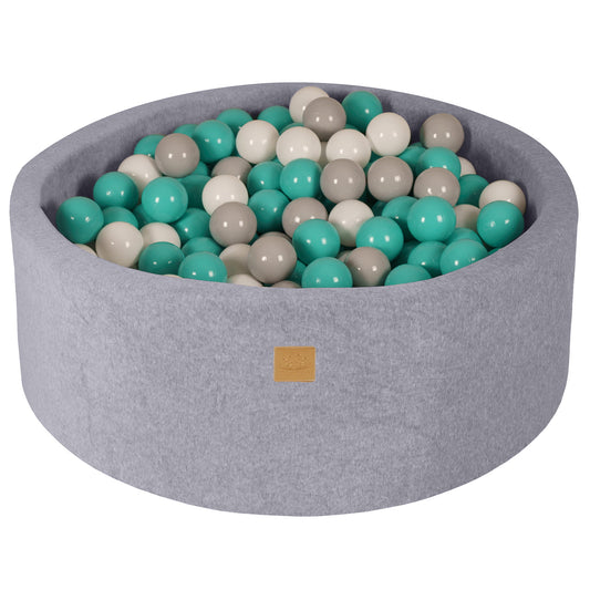 Ronde ballenbak met 200 ballen, 90x30cm, lichtgrijs, fluweel