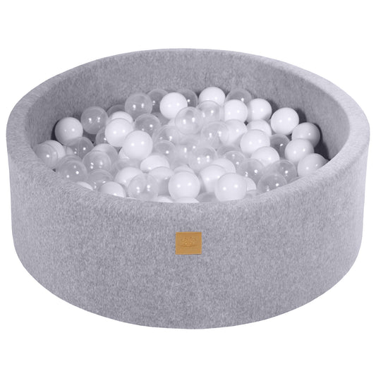 Ronde ballenbak met 200 ballen, 90x30cm, lichtgrijs, fluweel