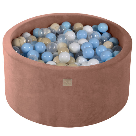 Ronde ballenbak met 300 ballen, 90x40cm, Beige, Fluweel