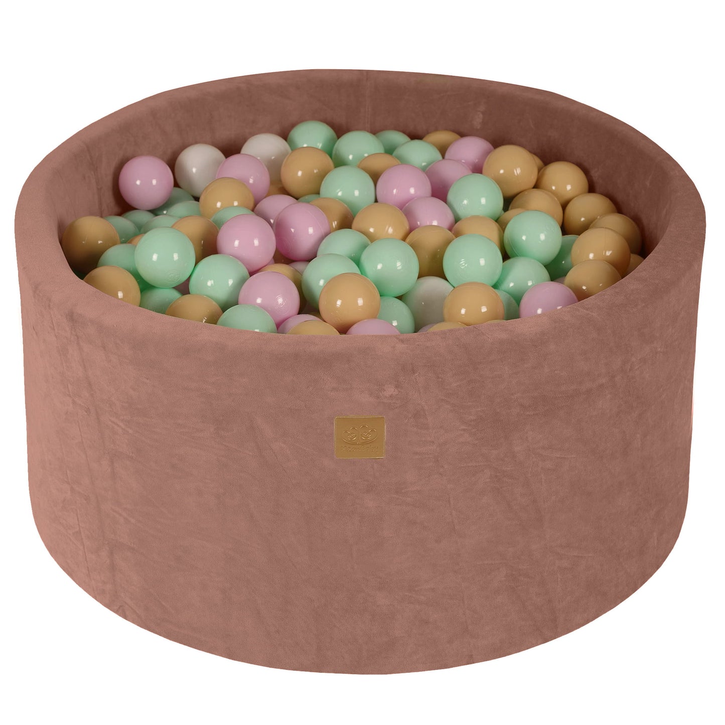 Ronde ballenbak met 300 ballen, 90x40cm, Beige, Fluweel