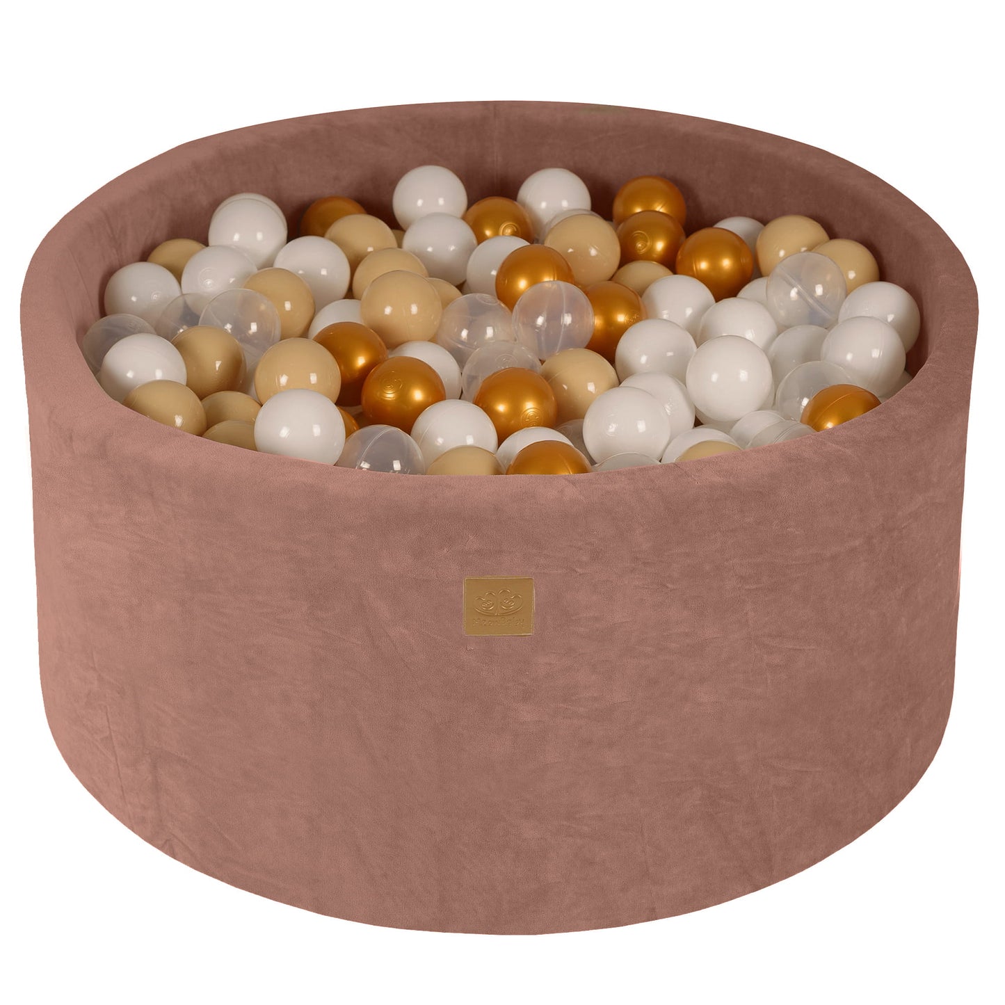 Ronde ballenbak met 300 ballen, 90x40cm, Beige, Fluweel