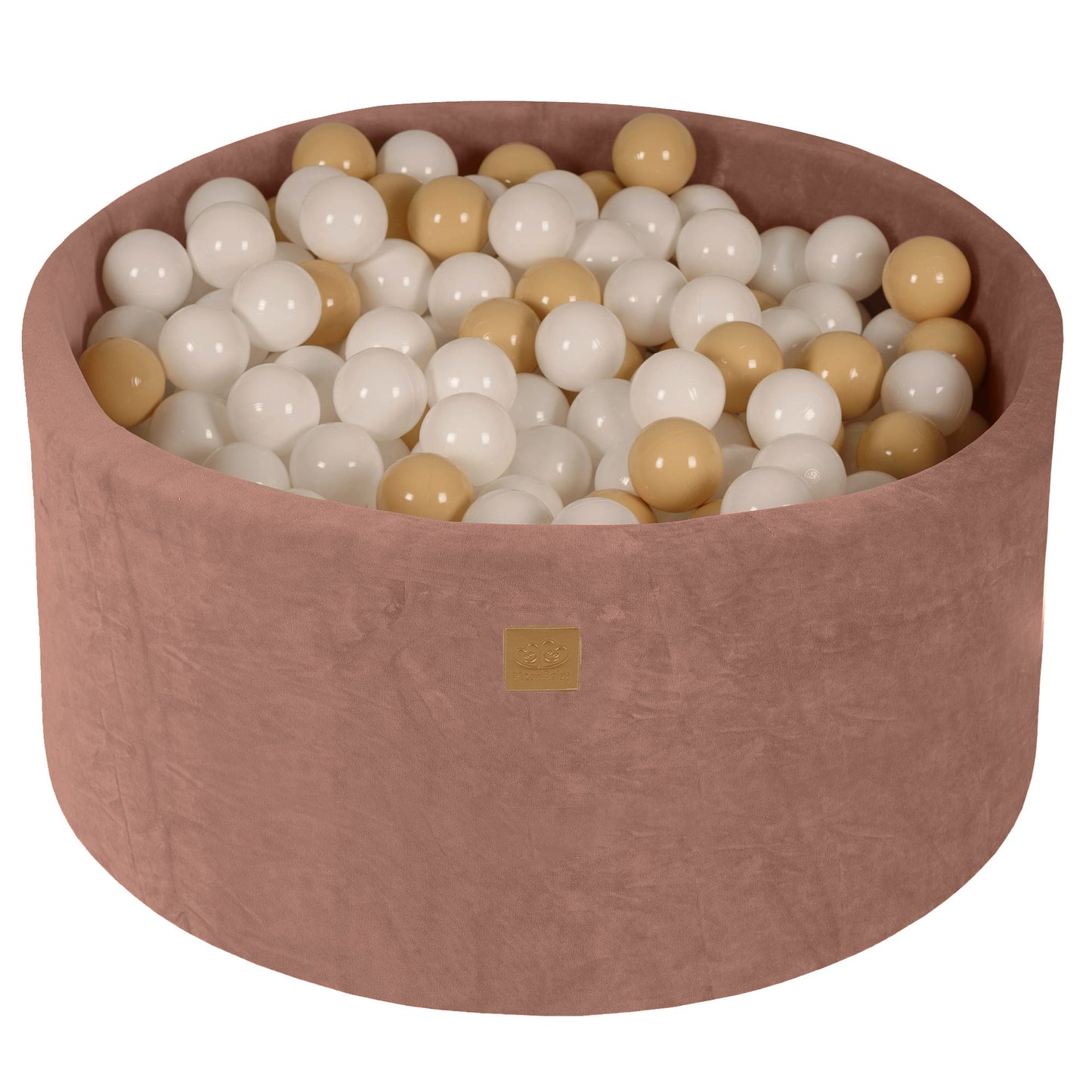 Ronde ballenbak met 300 ballen, 90x40cm, Beige, Fluweel