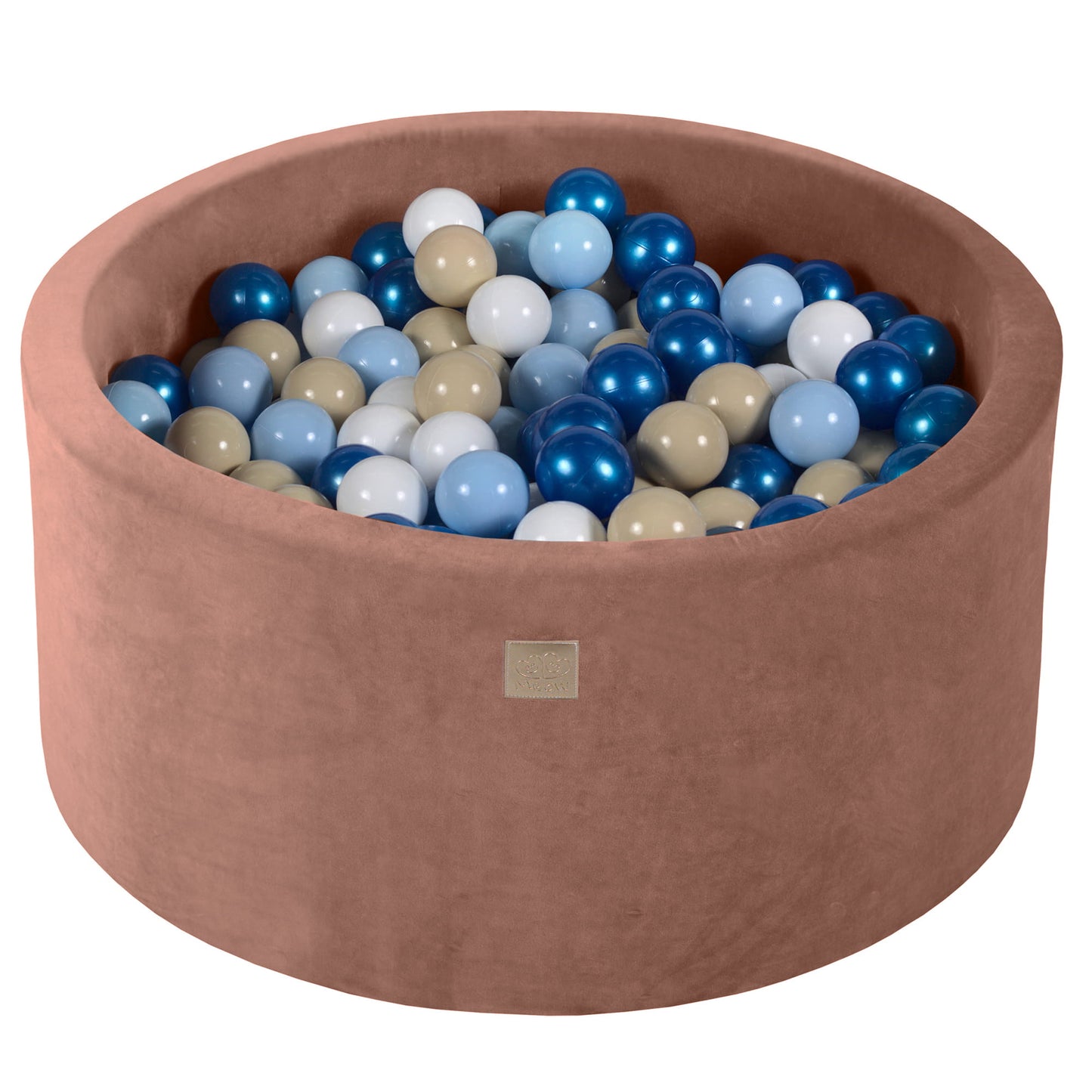 Ronde ballenbak met 300 ballen, 90x40cm, Beige, Fluweel